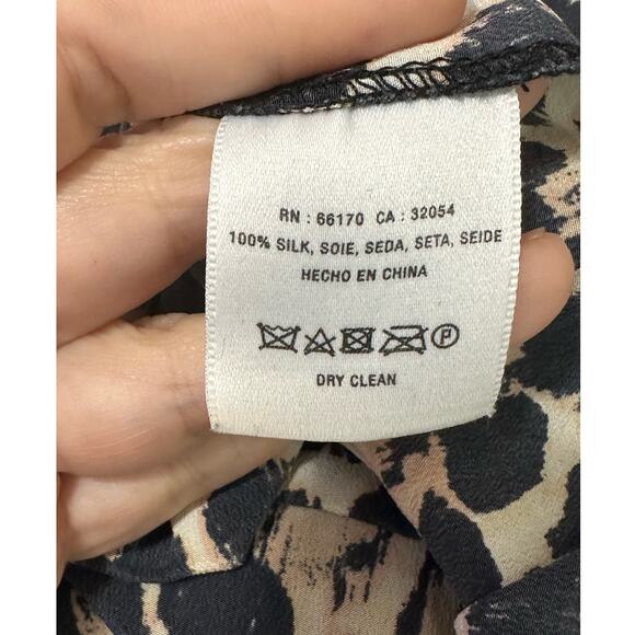 E by Eloise cream black print silk cami top size M - Picture 4 of 12